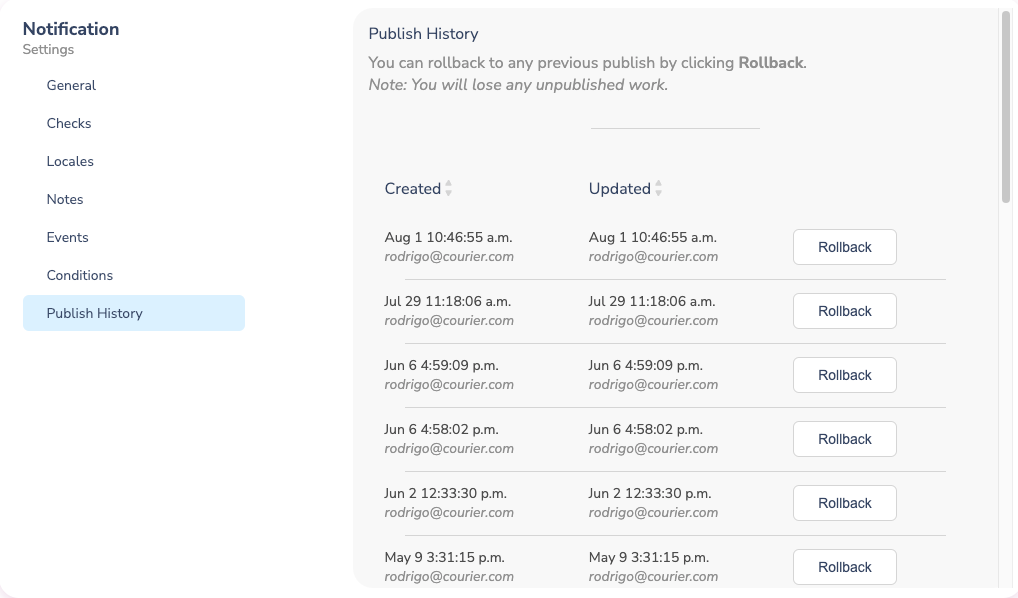 Rollback Changes