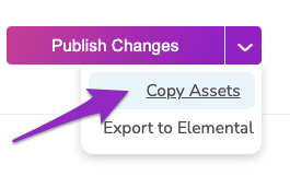 Click the 'Copy Assets' Button to be Prompted by a Confirmation Modal