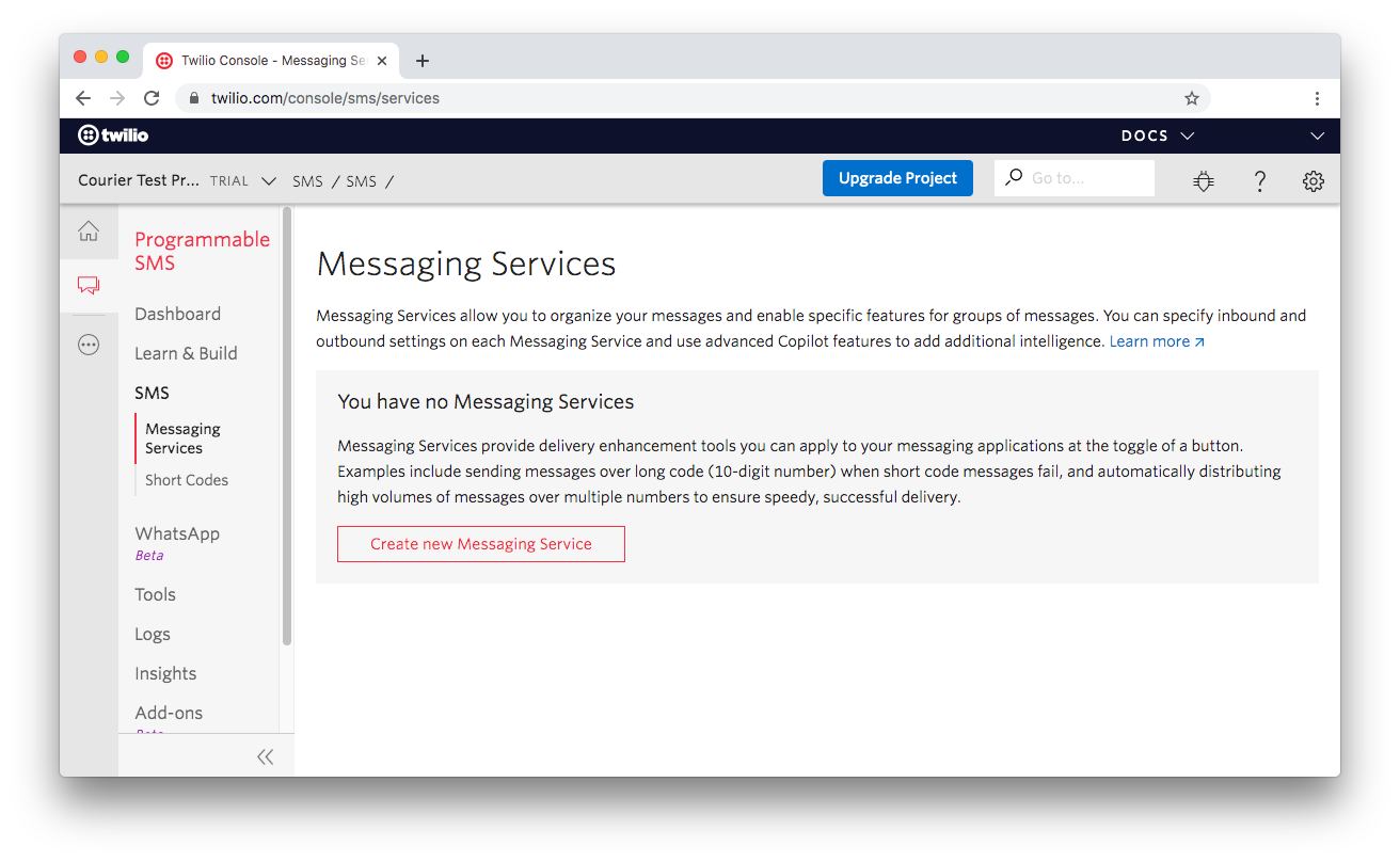 Twilio Messaging Services