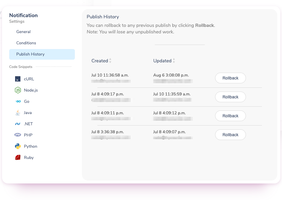 Notification Versioning