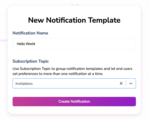 New Notificaion Modal