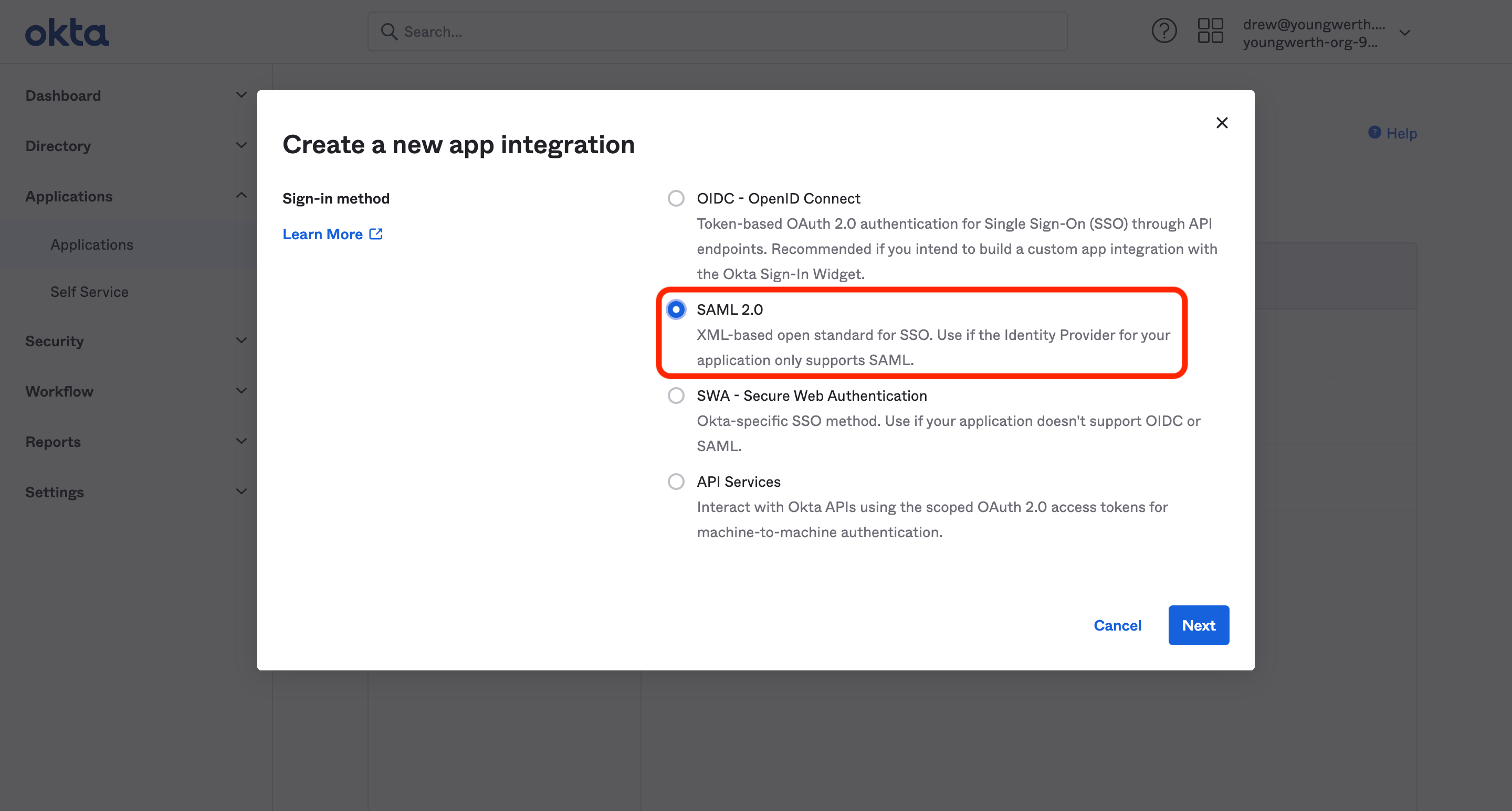 Select Sign-in Method