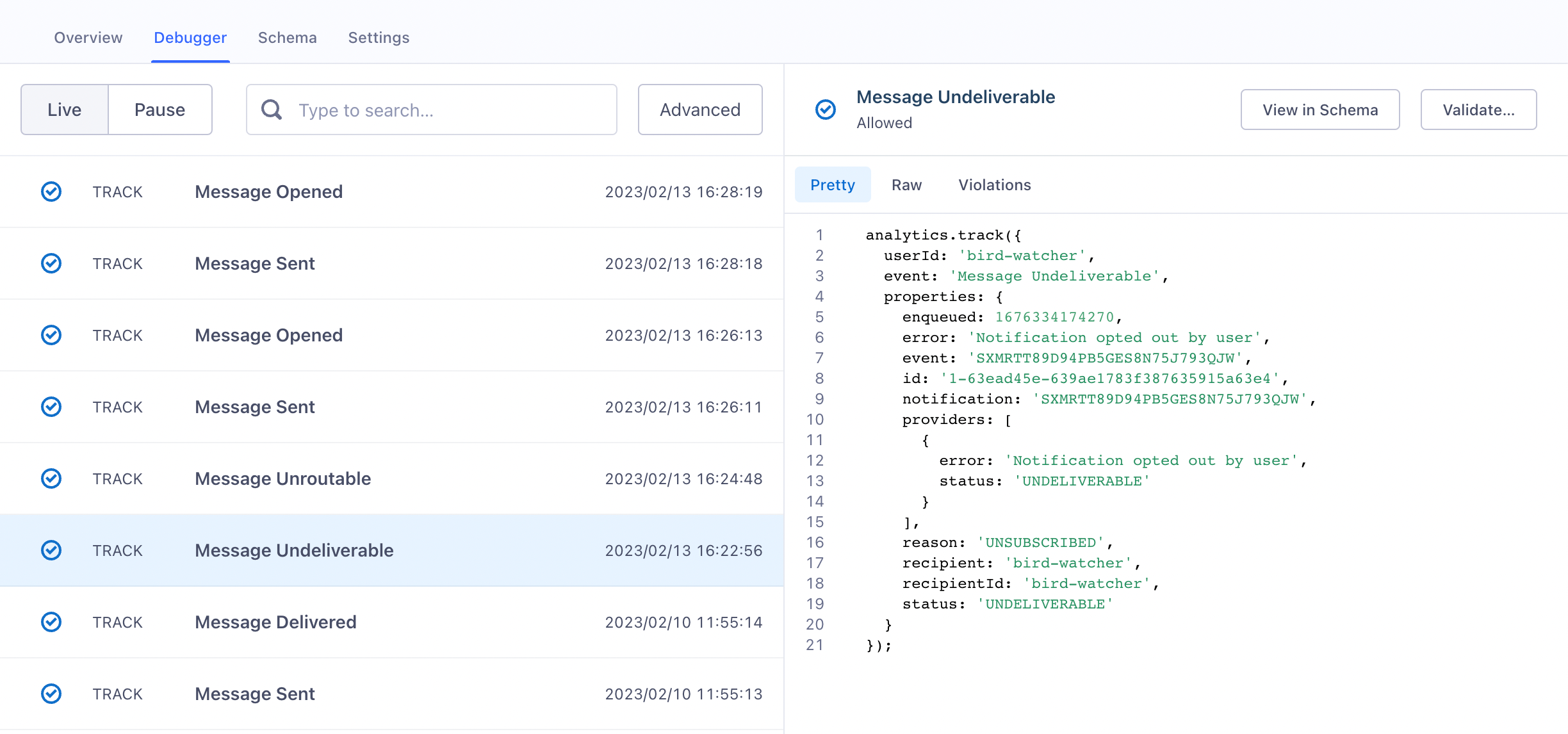 Courier - Example Courier Segment Event