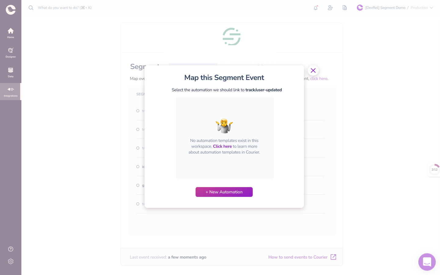 Courier - Map Segment Event to Automation