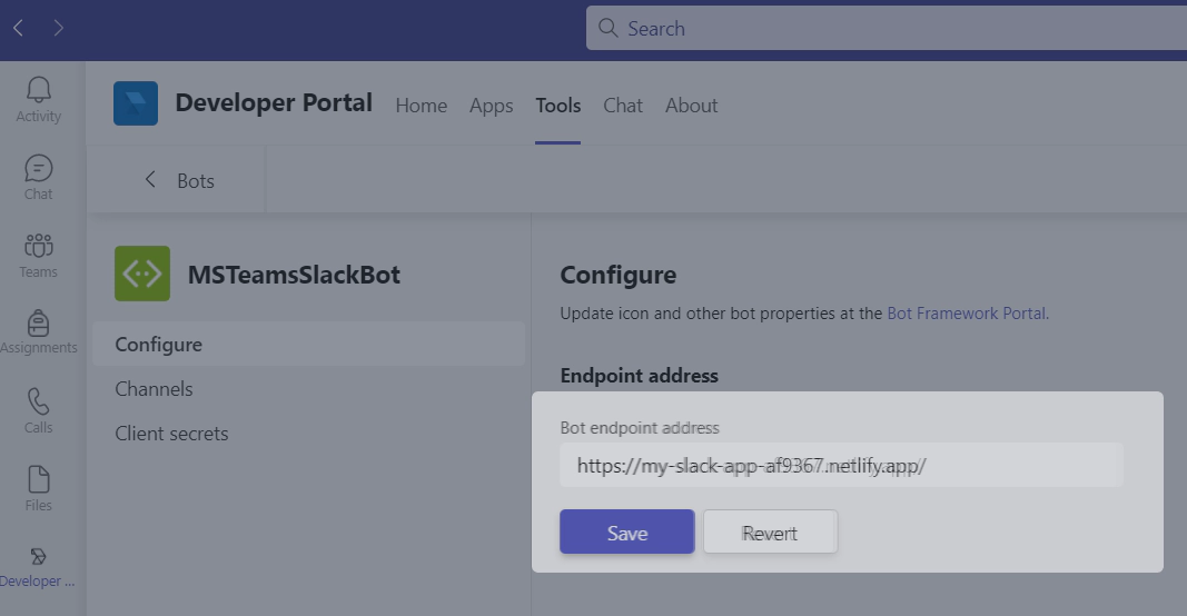 Bot Endpoint Address