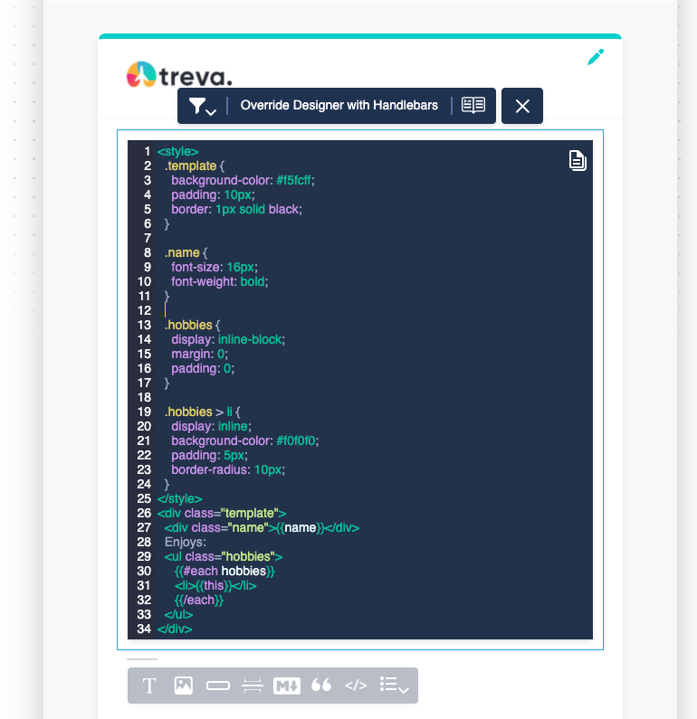 Template Block With CSS and Handlebars